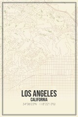 Retro US city map of Los Angeles, California. Vintage street map.