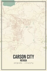 Obraz premium Retro US city map of Carson City, Nevada. Vintage street map.