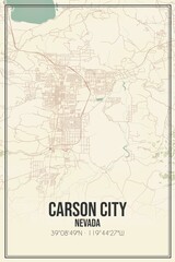 Retro US city map of Carson City, Nevada. Vintage street map.