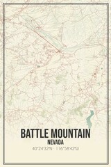Fototapeta premium Retro US city map of Battle Mountain, Nevada. Vintage street map.