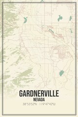 Retro US city map of Gardnerville, Nevada. Vintage street map.