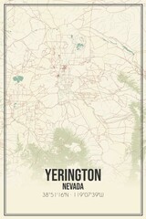 Retro US city map of Yerington, Nevada. Vintage street map.