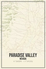 Retro US city map of Paradise Valley, Nevada. Vintage street map.