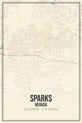 Obraz premium Retro US city map of Sparks, Nevada. Vintage street map.