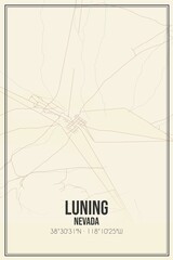 Retro US city map of Luning, Nevada. Vintage street map.