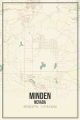 Fototapeta premium Retro US city map of Minden, Nevada. Vintage street map.