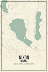 Retro US city map of Nixon, Nevada. Vintage street map.