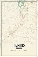 Retro US city map of Lovelock, Nevada. Vintage street map.