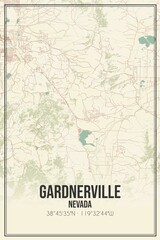 Retro US city map of Gardnerville, Nevada. Vintage street map.