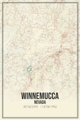 Retro US city map of Winnemucca, Nevada. Vintage street map.