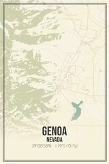 Retro US city map of Genoa, Nevada. Vintage street map.