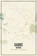 Retro US city map of Gabbs, Nevada. Vintage street map.