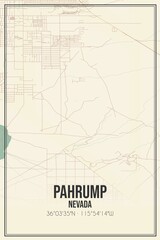 Retro US city map of Pahrump, Nevada. Vintage street map.