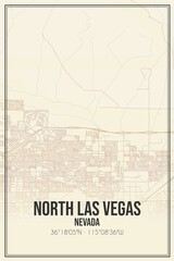 Retro US city map of North Las Vegas, Nevada. Vintage street map.
