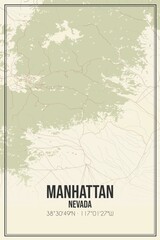 Retro US city map of Manhattan, Nevada. Vintage street map.