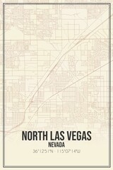 Retro US city map of North Las Vegas, Nevada. Vintage street map.