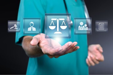 Medical pharmaceutical regulations, doctor with icon