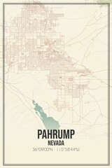 Retro US city map of Pahrump, Nevada. Vintage street map.