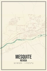 Retro US city map of Mesquite, Nevada. Vintage street map.