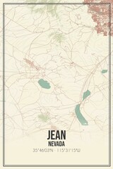 Retro US city map of Jean, Nevada. Vintage street map.