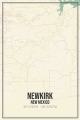 Retro US city map of Newkirk, New Mexico. Vintage street map.