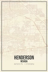 Fototapeta na wymiar Retro US city map of Henderson, Nevada. Vintage street map.