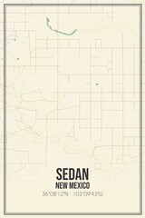 Retro US city map of Sedan, New Mexico. Vintage street map.