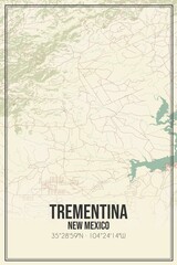 Retro US city map of Trementina, New Mexico. Vintage street map.