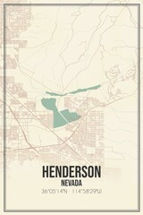 Retro US city map of Henderson, Nevada. Vintage street map.