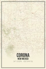 Fototapeta premium Retro US city map of Corona, New Mexico. Vintage street map.