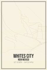 Retro US city map of Whites City, New Mexico. Vintage street map.