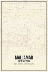 Retro US city map of Maljamar, New Mexico. Vintage street map.