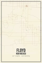Retro US city map of Floyd, New Mexico. Vintage street map.