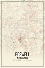 Retro US city map of Roswell, New Mexico. Vintage street map.