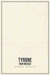 Retro US city map of Tyrone, New Mexico. Vintage street map.
