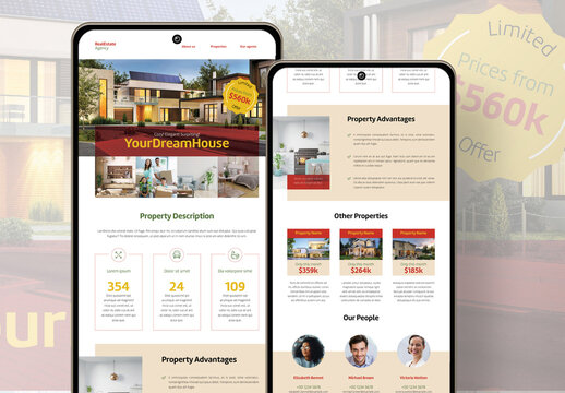 Real Estate Newsletter with Yellow and Red  Accents