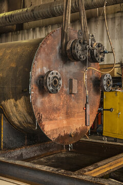 Line heater coil after insertion into a line heater bath; Innisfail, Alberta, Canada