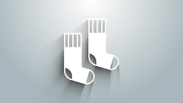 White Socks icon isolated on grey background. 4K Video motion graphic animation