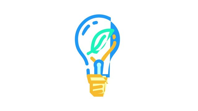 ecology light bulb color icon animation