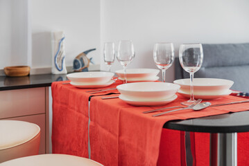 Table setting for four people at home