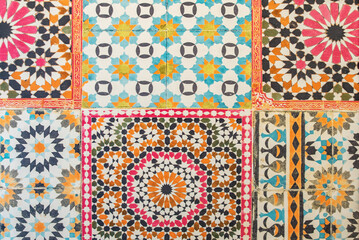 Traditional arabic tile patterns close up