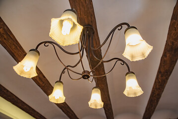 Antique ceiling chandelier close up