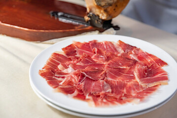 Plate with properly cut hand-cut ham