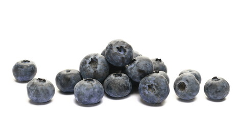 Fresh blueberries isolated on white, macro 