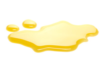 Puddle of orange juice pulp isolated on white background, clipping path