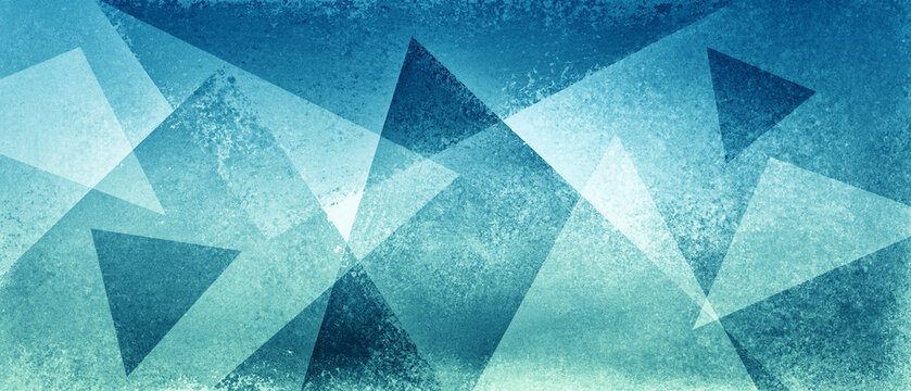 Abstract light blue background, modern art design of triangle shapes layered in random geometric pattern, abstract texture and blue green color design