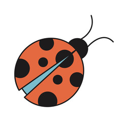 Ladybug. Outline style, 70s. Trending vector