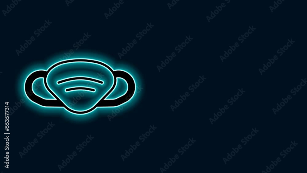 Canvas Prints Glowing neon line Medical protective mask icon isolated on black background. 4K Video motion graphic animation