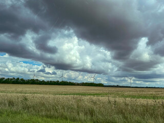 Dramatic clouds over the field in Mors Denmark,Europe