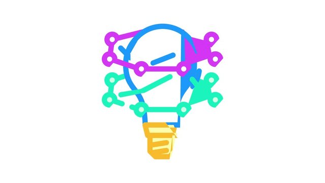 innovation light bulb color icon animation